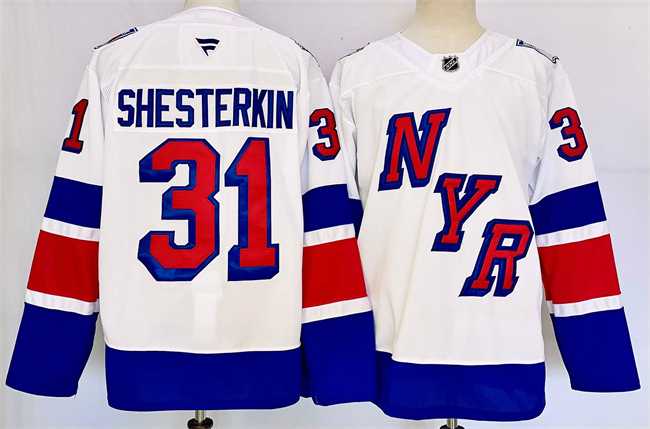 Men%27s New York Rangers #31 Igor Shesterkin White 2024-25 Stadium Series Stitched Jersey